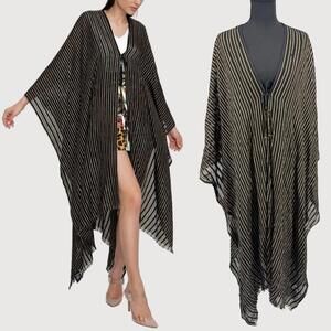Saint Laurent Cashmere Blend Lurex Stripe Cape OS